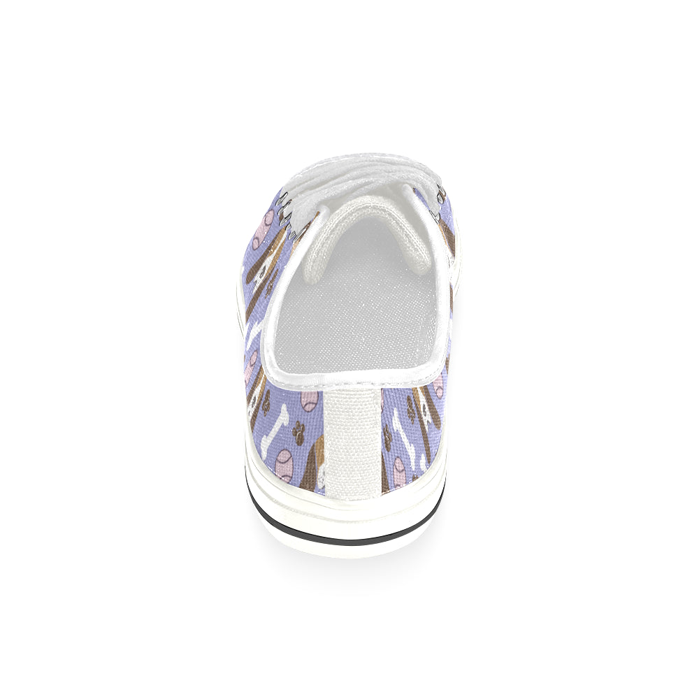Basset Hound Pattern White Women's Classic Canvas Shoes - TeeAmazing