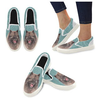 Keeshond Lover White Women's Slip-on Canvas Shoes - TeeAmazing