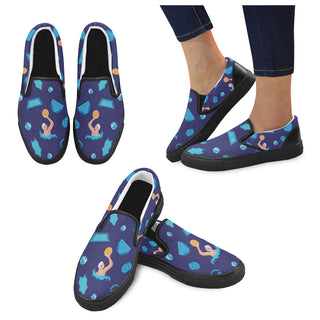 Water Polo Pattern Black Women's Slip-on Canvas Shoes - TeeAmazing