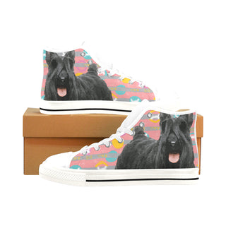 Cute Scottish Terrier White Men’s Classic High Top Canvas Shoes /Large Size - TeeAmazing