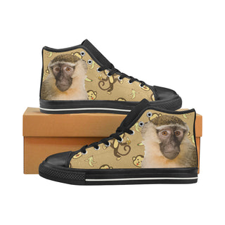 Monkey Black High Top Canvas Shoes for Kid - TeeAmazing