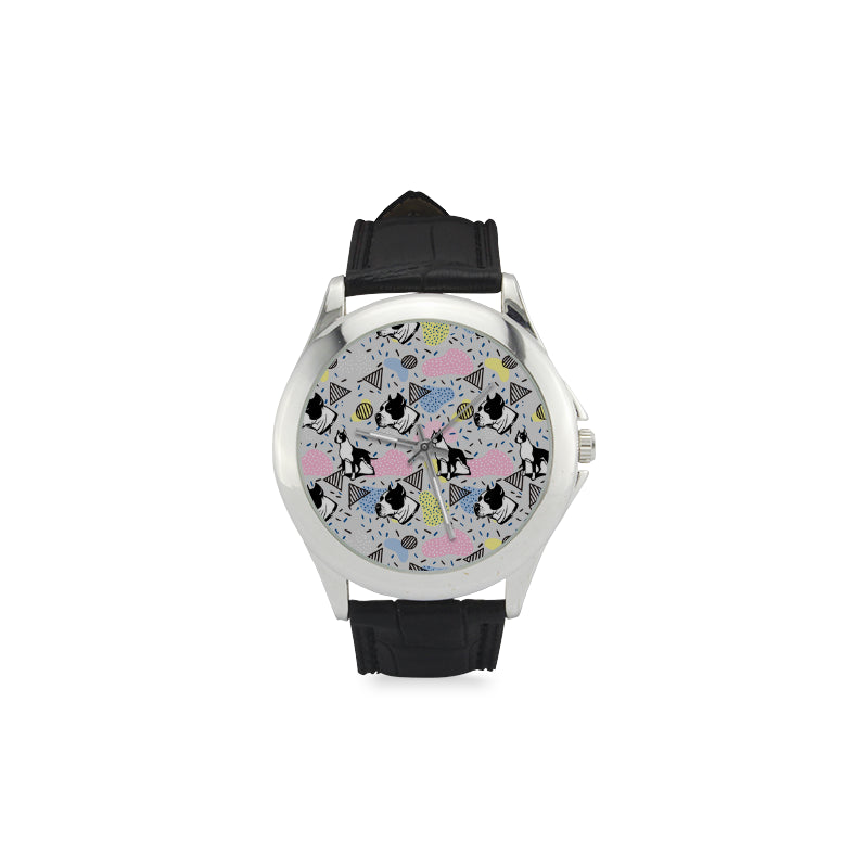American Staffordshire Terrier Pattern Women's Classic Leather Strap Watch - TeeAmazing