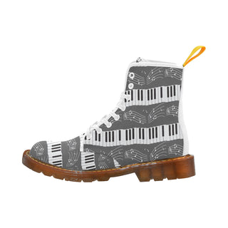 Piano Pattern White Boots For Men - TeeAmazing