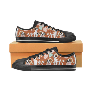 St. Bernard Flower Black Canvas Women's Shoes/Large Size (Model 018) - TeeAmazing