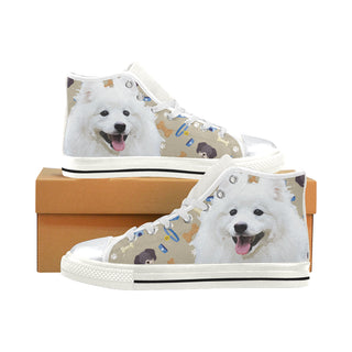 Samoyed Dog White High Top Canvas Women's Shoes/Large Size - TeeAmazing