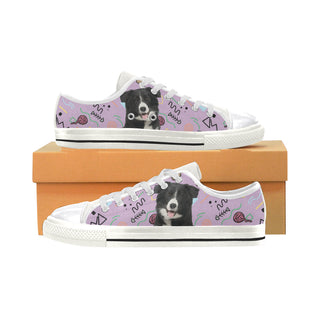 Border Collie White Canvas Women's Shoes/Large Size - TeeAmazing