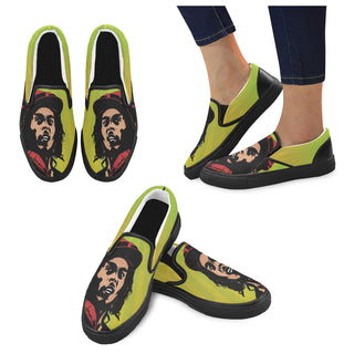 Bob Marley Black Women's Slip-on Canvas Shoes - TeeAmazing