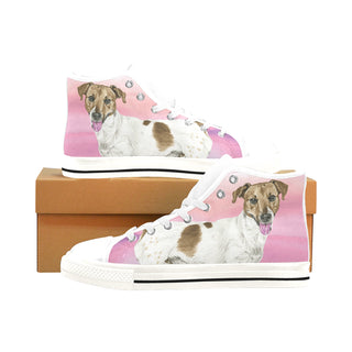 Jack Russell Terrier Water Colour No.1 White Men’s Classic High Top Canvas Shoes /Large Size - TeeAmazing