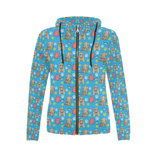 Bloodhound Pattern All Over Print Full Zip Hoodie for Women - TeeAmazing