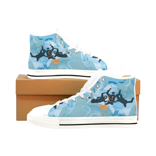 Sky Diving White Men’s Classic High Top Canvas Shoes /Large Size - TeeAmazing