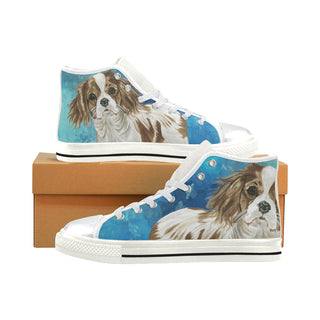 Cavalier King Charles Spaniel Water Colour No.1 White High Top Canvas Women's Shoes/Large Size - TeeAmazing