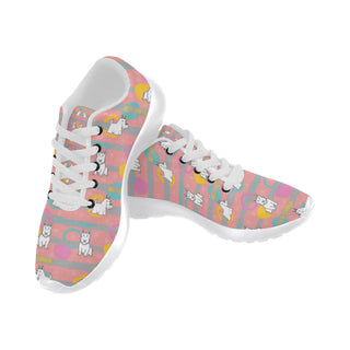 Scottish Terrier Pattern White Sneakers for Women - TeeAmazing