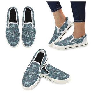 Saluki White Women's Slip-on Canvas Shoes/Large Size (Model 019) - TeeAmazing