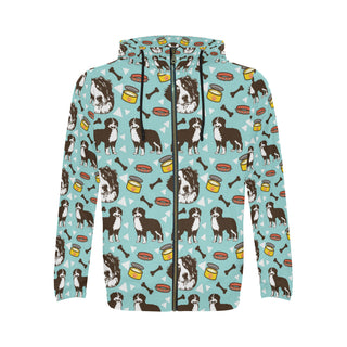 Bernese Mountain Pattern All Over Print Full Zip Hoodie for Men - TeeAmazing