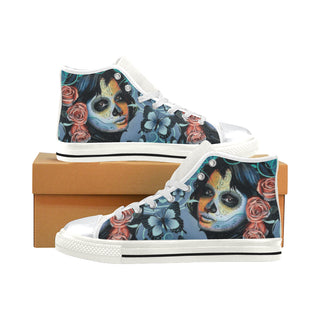 Sugar Skull Tattoo White High Top Canvas Shoes for Kid - TeeAmazing