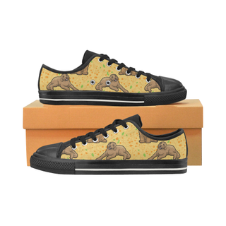 Australian Goldendoodle Flower Black Low Top Canvas Shoes for Kid (Model 018) - TeeAmazing