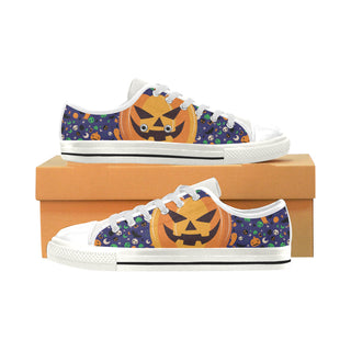 Pumpkin Halloween White Men's Classic Canvas Shoes - TeeAmazing