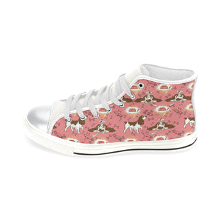 English Cocker Spaniel Pattern White High Top Canvas Shoes for Kid - TeeAmazing