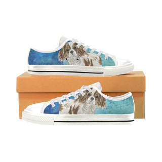 Cavalier King Charles Spaniel Water Colour No.1 White Low Top Canvas Shoes for Kid - TeeAmazing