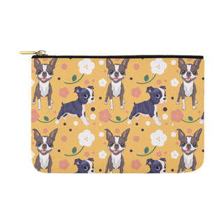 Boston Terrier Flower Carry-All Pouch 12.5''x8.5'' - TeeAmazing