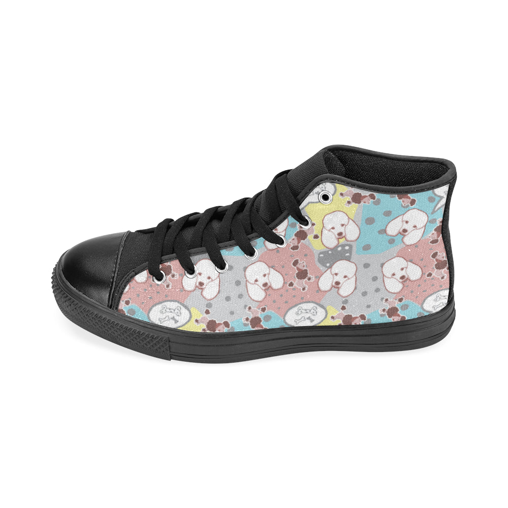Poodle Pattern Black High Top Canvas Shoes for Kid - TeeAmazing