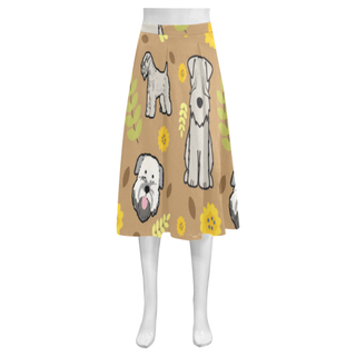 Soft Coated Wheaten Terrier Flower Mnemosyne Women's Crepe Skirt (Model D16) - TeeAmazing