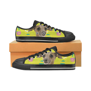 Italian Greyhound Black Low Top Canvas Shoes for Kid - TeeAmazing
