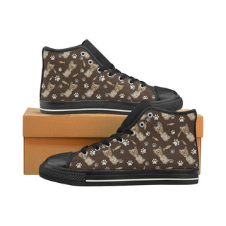 Yorkshire Terrier Water Colour Pattern No.1 Black Women's Classic High Top Canvas Shoes - TeeAmazing