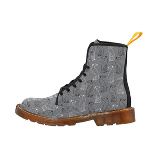 Grey Greyhound Black Boots For Men - TeeAmazing