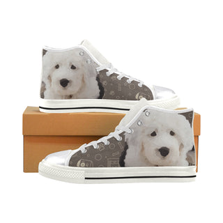 Old English Sheepdog Dog White Women's Classic High Top Canvas Shoes - TeeAmazing