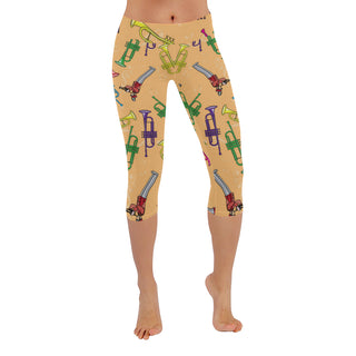 Marching Band Pattern Low Rise Capri Leggings (Invisible Stitch) (Model L08) - TeeAmazing
