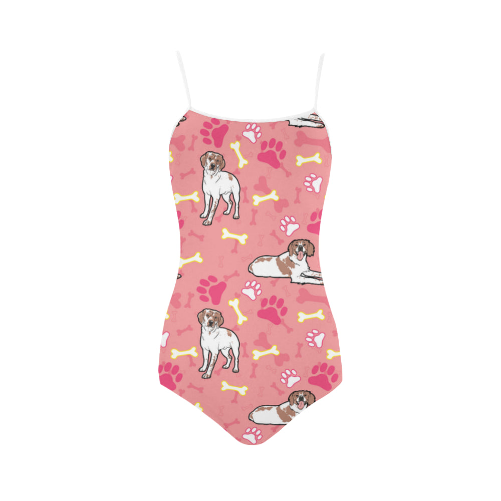 Brittany Spaniel Pattern Strap Swimsuit - TeeAmazing