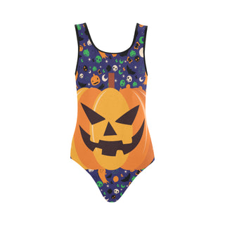 Pumpkin Halloween Vest One Piece Swimsuit - TeeAmazing