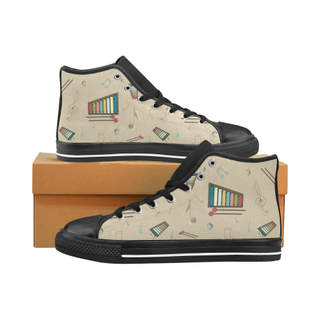 Vibraphone Pattern Black Men’s Classic High Top Canvas Shoes /Large Size - TeeAmazing