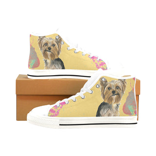 Yorkshire Terrier Water Colour No.1 White Men’s Classic High Top Canvas Shoes /Large Size - TeeAmazing