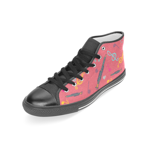 Clarinet Pattern Black Women's Classic High Top Canvas Shoes - TeeAmazing