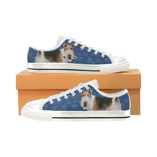 Wire Hair Fox Terrier Dog White Canvas Women's Shoes/Large Size - TeeAmazing