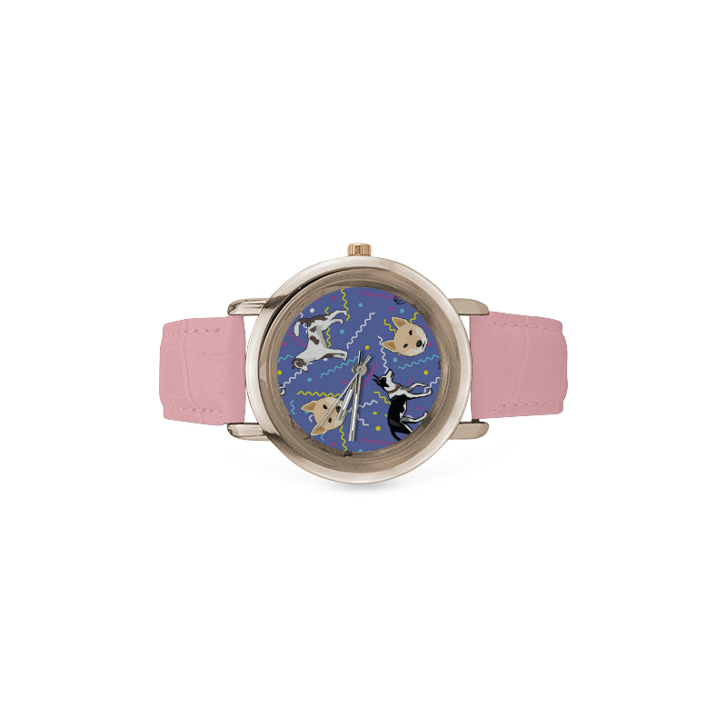 Canaan Dog Women's Rose Gold Leather Strap Watch - TeeAmazing