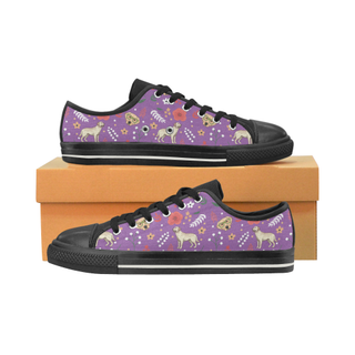 Labrador Retriever Flower Black Low Top Canvas Shoes for Kid (Model 018) - TeeAmazing