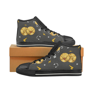 Cymbals Pattern Black High Top Canvas Shoes for Kid (Model 017) - TeeAmazing