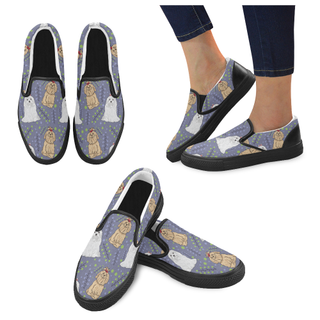 Maltese Flower Black Women's Slip-on Canvas Shoes - TeeAmazing