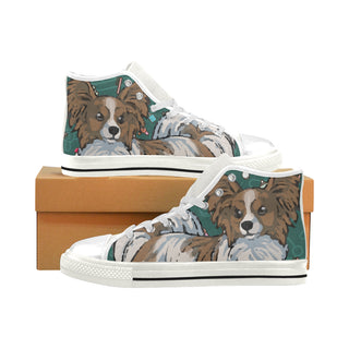 Papillon Dog White Men’s Classic High Top Canvas Shoes - TeeAmazing