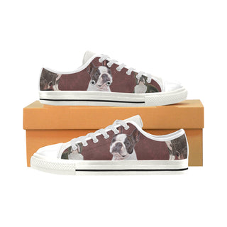 Boston Terrier Lover White Low Top Canvas Shoes for Kid - TeeAmazing