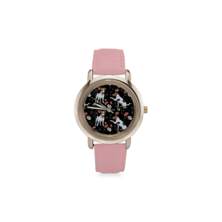 Jack Russell Terrier Flower Women's Rose Gold Leather Strap Watch - TeeAmazing