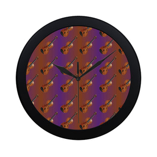 Violin Pattern Black Circular Plastic Wall clock - TeeAmazing