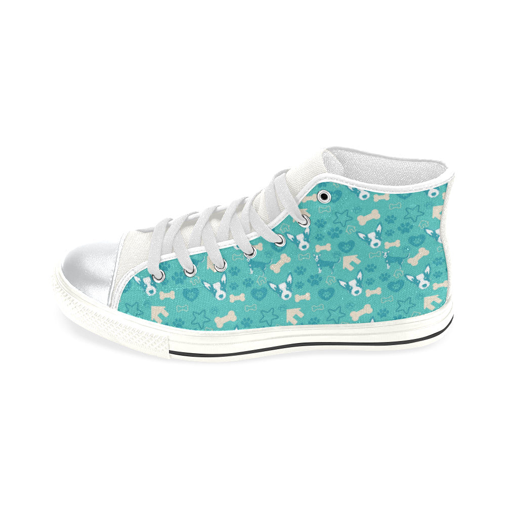 Australian Cattle Dog Pattern White High Top Canvas Shoes for Kid - TeeAmazing
