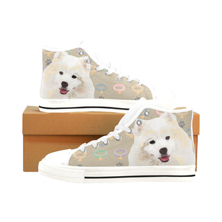 American Eskimo Dog White Men’s Classic High Top Canvas Shoes /Large Size - TeeAmazing