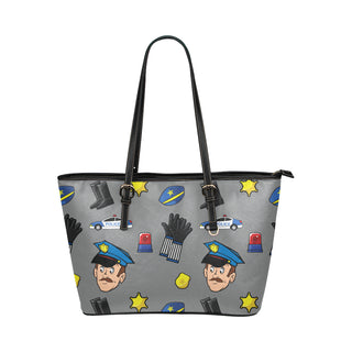 Cop Pattern Leather Tote Bag/Small - TeeAmazing
