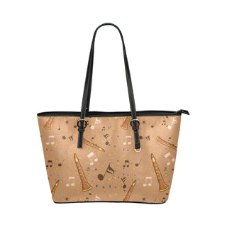 Oboe Pattern Leather Tote Bag/Small - TeeAmazing