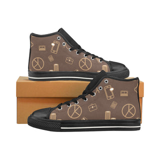 Accountant Pattern Black Men’s Classic High Top Canvas Shoes /Large Size - TeeAmazing